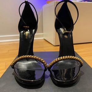 Saint Laurent Jane Gold Chain Sandal